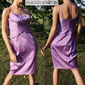 Vintage Y2K *Maggy London* Lavender Purple Satin Short Formal/Bridesmaid Dress~S